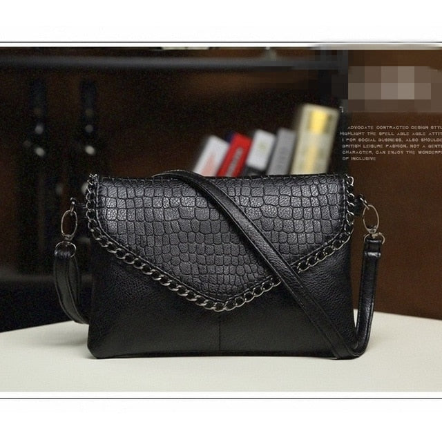 Chain Women Fashion Leather Plaid Flap Bag Female Alligator Pattern Handbags Lady Shoulder Bags Straps Totes Envelope Bag Clutch