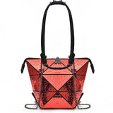 Changeable Women Plaid Geometric Shoulder Bags Handbag Casual Women Tote Bag Folding Bags