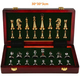 Chess Games Sets Metal Glossy Pieces Set 30*30cm High-end  Professional Wooden Board Games Children Adult Gift Ornaments