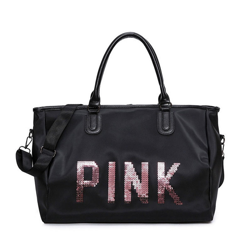 Fashion Casual travel Bag Oxford Cloth Bag Pink Sequin Letter Women's Handbag Large Capacity Luggage Bag LYZ81701