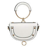 Circle Ring Handle Handbag Women 2017 Retro River Cover PU Leather Mini Saddle Crossbody bag Brand Designer Shoulder Bag