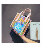 Clear Women Bucke Bag PVC Drawstring Shoulder Bag Tassel Brand Hologram Laser Handbag Jelly Transparen Totes