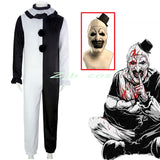 Clown Joker Cosplay Costume Mask Terrifier Jumpsuit Women Men Halloween Horror Black White Bodysuit TV Art The Clown Clothes Set