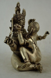 Collectible Decorated Handwork Old Tibet silver Carved Buddha Make Love Statue