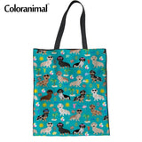 Tote Bags Women Eco-friend Handbags Cute Dachshund Dog Women Foldable Shopping Shoulder Bags Linen Beach Canvas Pack