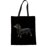 Tote Bags Women Eco-friend Handbags Cute Dachshund Dog Women Foldable Shopping Shoulder Bags Linen Beach Canvas Pack