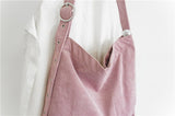 Corduroy Stripe Fashion Women Bags Simple Design Solid Colors Shoulder Bag Minimali Winter Small Bags Mori Girl