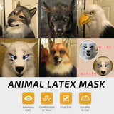 Cosmask Animal Head Mask Fox Head Mask Animal Panda Tiger Husky Orangutan Artificial Fur for Halloween Costumes Cosplay Party