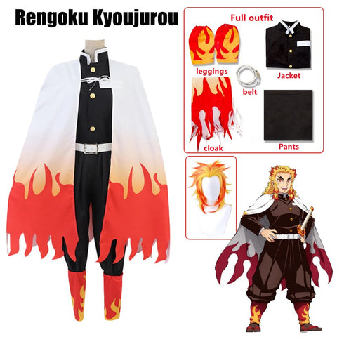 Cosplay Costume Anime Demon Slayer Kimetsu No Yaiba Rengoku Kyoujurou Halloween Christmas Cosplay Party Clothes