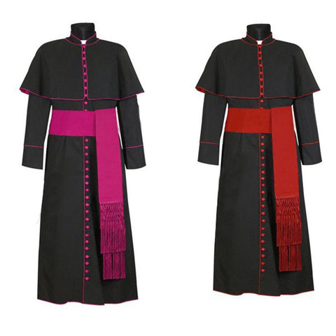 Cosplay legend Clergy Robe Cassock with Cincture Medieval Clergyman Vestments Roman Priest Robe Cassock Costume H001