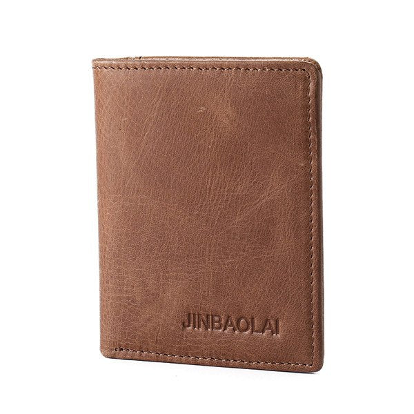 Cow Leather Mini Men Wallets Brown Leather Walle Fashion Shor Design Card Holder Male Coin Purse Handmade Small Walle for Men