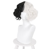 Cruella de Vil Cosplay Wig Black Short Hair Heat Resistant Synthetic Hair Party Wigs