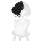 Cruella de Vil Cosplay Wig Black Short Hair Heat Resistant Synthetic Hair Party Wigs