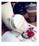 Cute 3D Cartoon Icecream Cake Mini Women Single Shoulder Bag Metal Chain Casual Crossbody Clutch Bag Phone Key Organizer Pouch