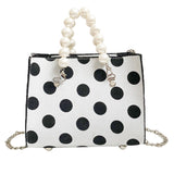 Cute Dots Women Handbags Elegan Pearls PU Leather Shoulder Bags Girls Hasp Flap Chain Crossbody Messenger Bags #Ni