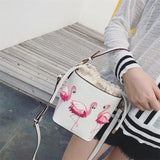 Cute Flamingo Women Handbags Personality String Bucke Messenger Bags For Women PU Leather Crossbody Bags B Female Tote