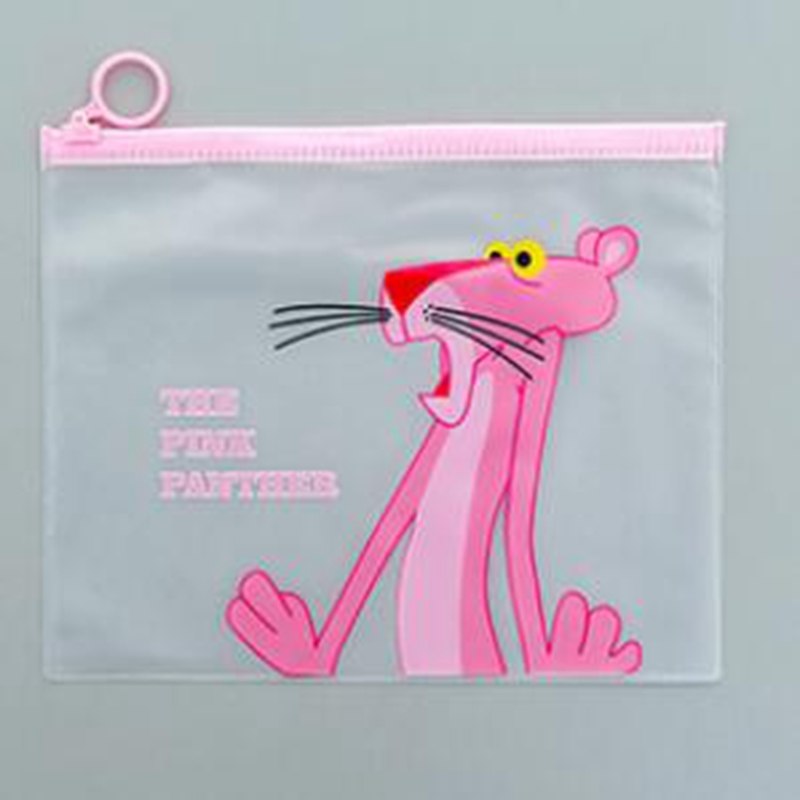 Cute Pink Leopard Transparen Travel Cosmetic Bag Women Make Up Case Makeup Zipper File Bag Organizer Toiletry Storage Ki Box