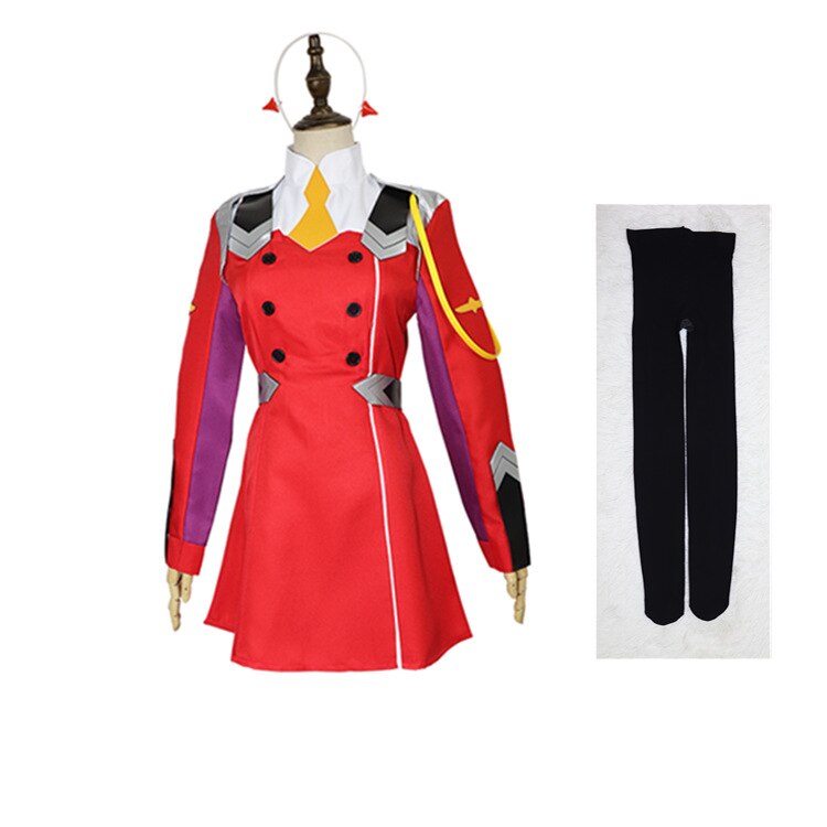 DARLINGin theFRANXX 02cos cosplay ZERO TWO Costumes anime Dress Uniform Suits Headwear Wig Women Costume Dress