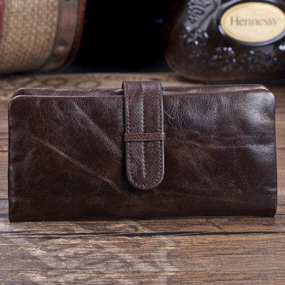 Genuine Leather Men Walle Ho Sale Long Coin Purse Cow Leather Vintage Walle Brand High Quality Vintage Clutch