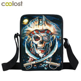 Dark Gothic Mini Messenger Bag Skull Crossbody Bags for Girls Boys Men Viking Warrior Pirate Kids Scho Bags Punk Women Handbag