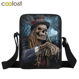 Dark Gothic Mini Messenger Bag Skull Crossbody Bags for Girls Boys Men Viking Warrior Pirate Kids Scho Bags Punk Women Handbag