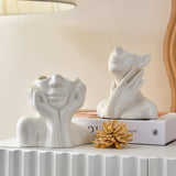 Decoration desk accessories human face statue ceramic vase figurines for interior Figurine room decor statues and sculptures