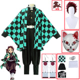 Demon Slayer Kimetsu no Yaiba Tanjirou Kamado Cosplay Costume Kimono Cloak Halloween Party Anime Clothes Uniform Set