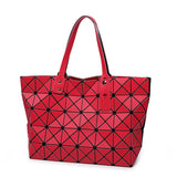 Drop Shipping 2018 Ho Sale Bao Women Matte Surface Bag Laser Sac Tote Bags 7*8 Geometry Quilted Shoulder Bag Fold Over Handbags