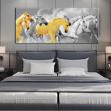 Eight Running Horses Animal Canvas Paintings Modern Artistic Yellow White Prints and Poster Wall Art Pictures For Home Decor