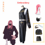 Embroidery Tokyo Revengers Haruchiyo Sanzu Cosplay Costume Manji Gang 5th Division Uniform Pink Wig with Mask Haruchiyo Akashi