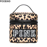 Women NEW Fashion VS Love PINK Make Up Bag Women's Large Capacity Handbag Leopard Prin Bag Cosmetic Bags & Cases