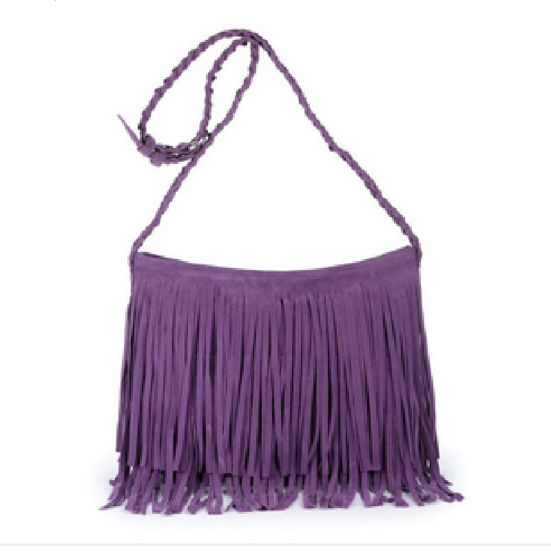 2018 Fashion Suede Weave Tassel Women's Shoulder Bag ladies Messenger Bag Fringe Handbags female multi-color casual bag