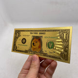 FLC Beautiful Gold Plated Dogecoin Gold Banknote Home Decor Crafts Cute Dogcoin Pattern Dog Souvenir Collection Gifts