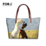 Brand Women Luxury Handbag Tote 3D Animal Horse Printed Crossbody Bags for Ladies Large Messenger Bag B female