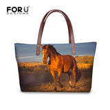 Brand Women Luxury Handbag Tote 3D Animal Horse Printed Crossbody Bags for Ladies Large Messenger Bag B female