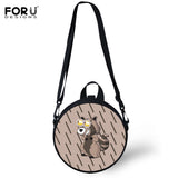 Funny Giraffe Printing Circle Bag Women Round Bag Children Scho Shoulder Bags For Girls Boys Cute Purses And Totes