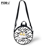 Funny Giraffe Printing Circle Bag Women Round Bag Children Scho Shoulder Bags For Girls Boys Cute Purses And Totes
