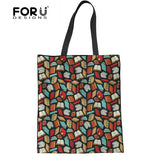 Linen Tote Bags Cartoon Teacher Pattern Women Luxury Handbags Reusable Shoulder Bags for Female Custom Messenger Bag