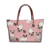 Shopper Shoulder Bag for Women 2018 Fashion Handbags Pug Pattern Famous Brands Girls Beach Bags Big Cross body Bags