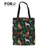 Women Shoulder Bags Casual Tote Boxer Dog Pattern Large Linen Top-handle Bags for Girls Shopping Women's Handbags