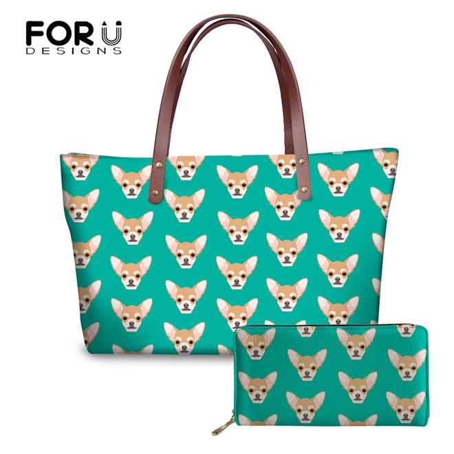 Women Shoulder Bags Chihuahua Printed Top-handle Female Handbags Girls Handbag Bag Cute Quality Tote Bags & Wallets