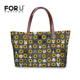 Womens Handbags and Purses Dogs and Cats Heads Sunflower Flor Pe Prin Fashion Tote Female Large Shoulder Bags