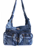 Famous brand woman handbag two pockets shoulder bag female rhinestone denim handbag designer women casual tote bags