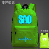 Fashion Cartoon Noctilucen women men Scho Travel Bag Sword Ar Online SAO Luminous Backpack Teenagers Nylon Mochila