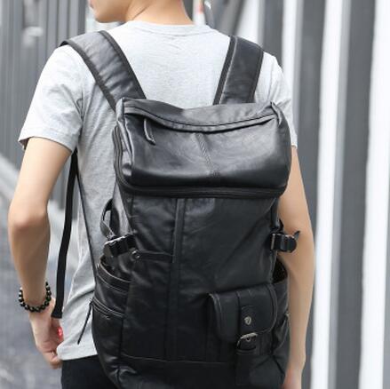 Fashion Casual Large Capacity Male Backpack Travel bag Mountaineering Backpack for Man PU Leather Bucke Backpack