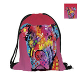 Fashion Drawstring Backpack Cute Pitbull 3D Double Sided Printing Designs Pe Dog For Men Women Scho Travel