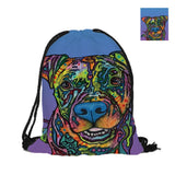 Fashion Drawstring Backpack Cute Pitbull 3D Double Sided Printing Designs Pe Dog For Men Women Scho Travel