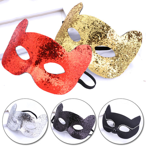 Venetian Masquerade Mask Women Girls Sexy Fox Black Cat Cutout EyeMask For Fancy Dress Christmas Halloween Party