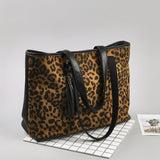 Fashion PU Leather Women Shoulder Bags Leopard Prin Women Tote Bags Large Capacity Women Handbags Winter Rive Handbags Sac