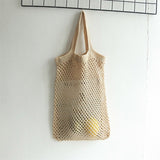 Fashion Popular Linen Woven Bag Mesh Rope Weaving Reticulate Hollow Straw Bag No Lined Ne Knitting Shoulder Bags Shopping BA592